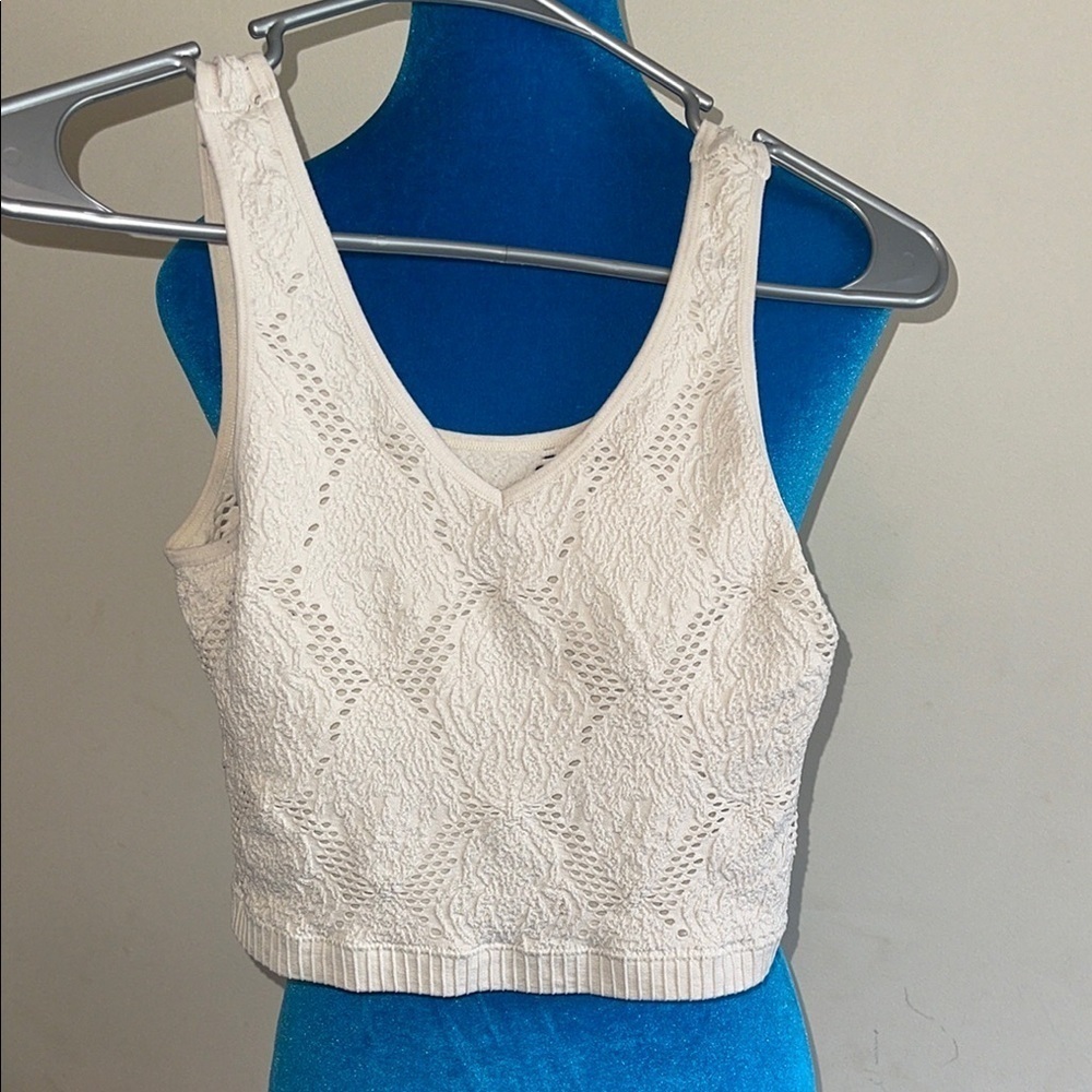Chic Cream Textured Women's Tank Top